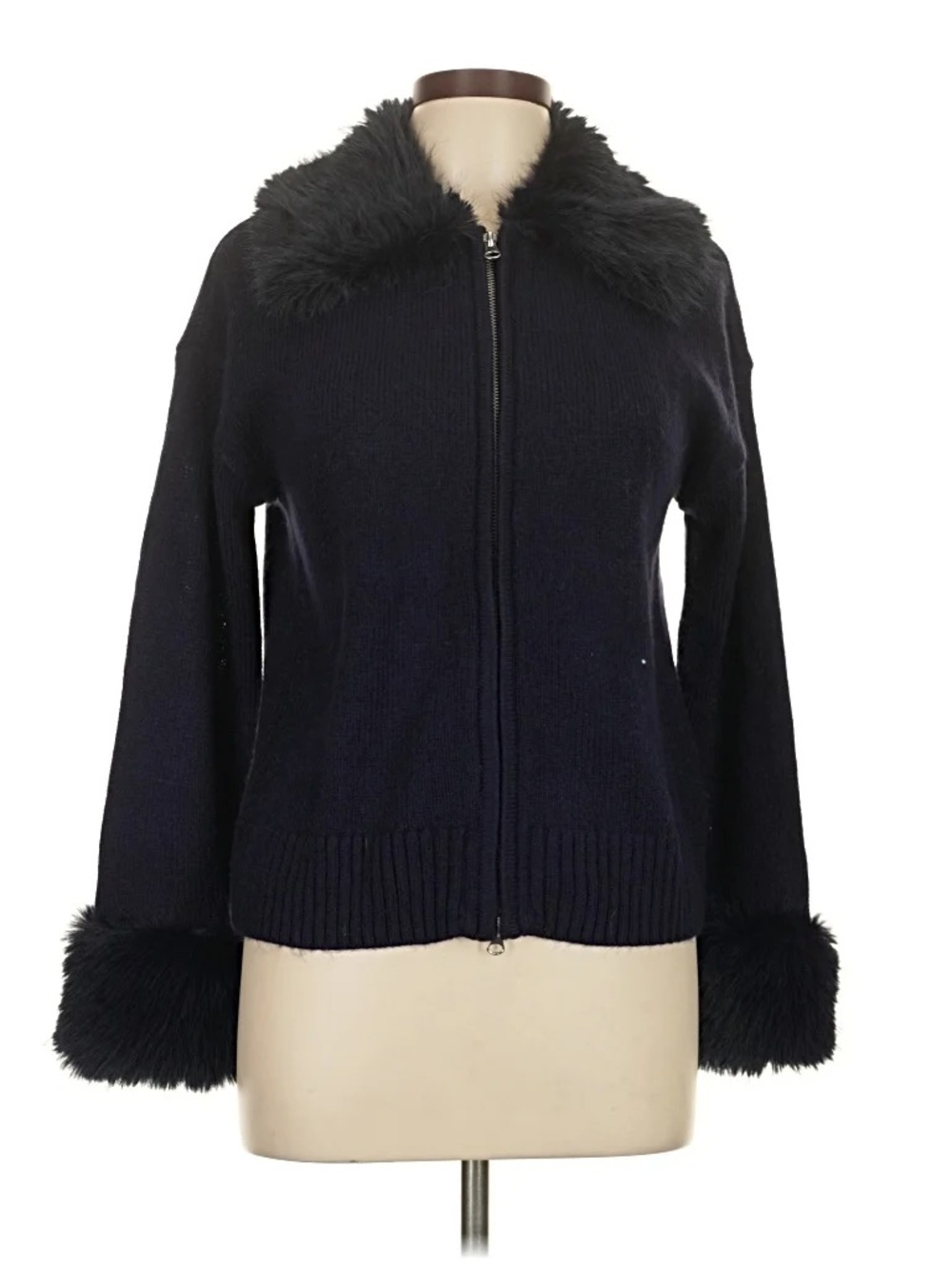 Saks Fifth Avenue Faux Fur Trimmed Zip Up